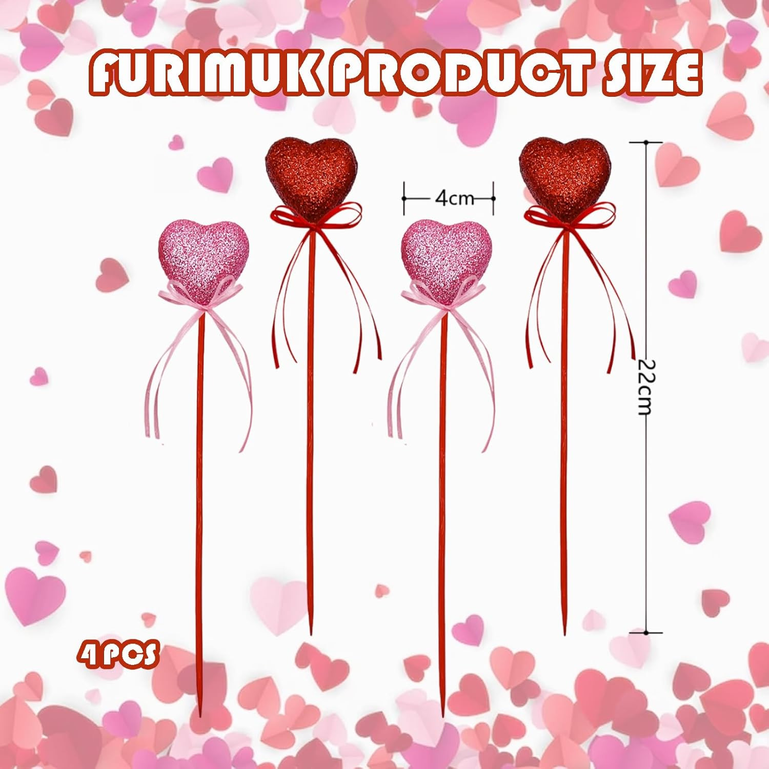 Valentine’S Day Glitter Heart Foam Picks Puffy Sparkly Heart on Sticks Valentine