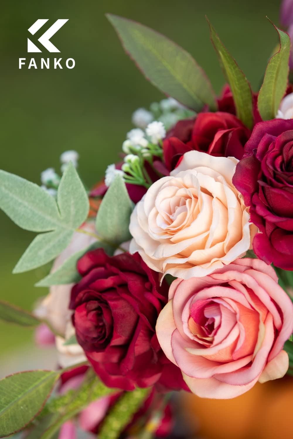 Rose Artificial Flowers Combo for DIY, Fake Red Rose Silk Flowers Greenery, F…