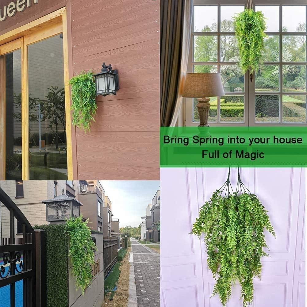 Bakery-Quality 2 Pack Fake Ferns – UV Resistant Hanging Plants for Chic Spaces