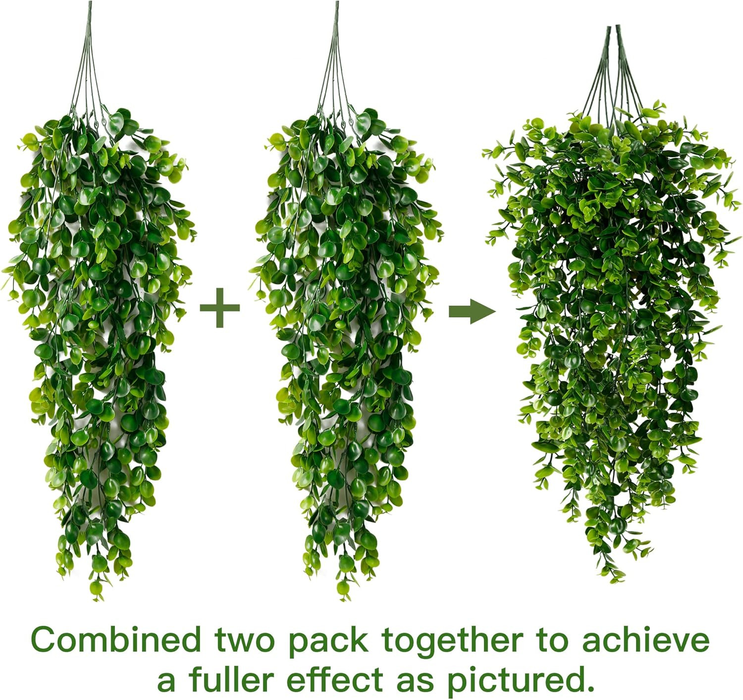 4 Pack Artificial Eucalyptus Plants UV Resistant Plastic Hanging Decor for Indoo