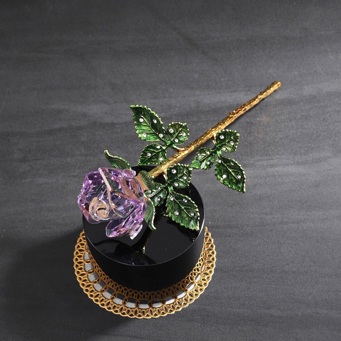 Artificial Roses Crystal Flower with gift box gift bag a card with/without vase