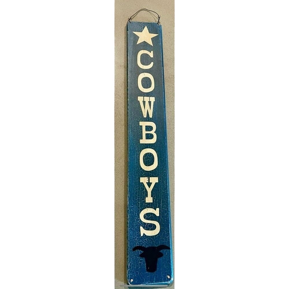 Blue And Gray Cowboys Wall Sign. 24″X3″