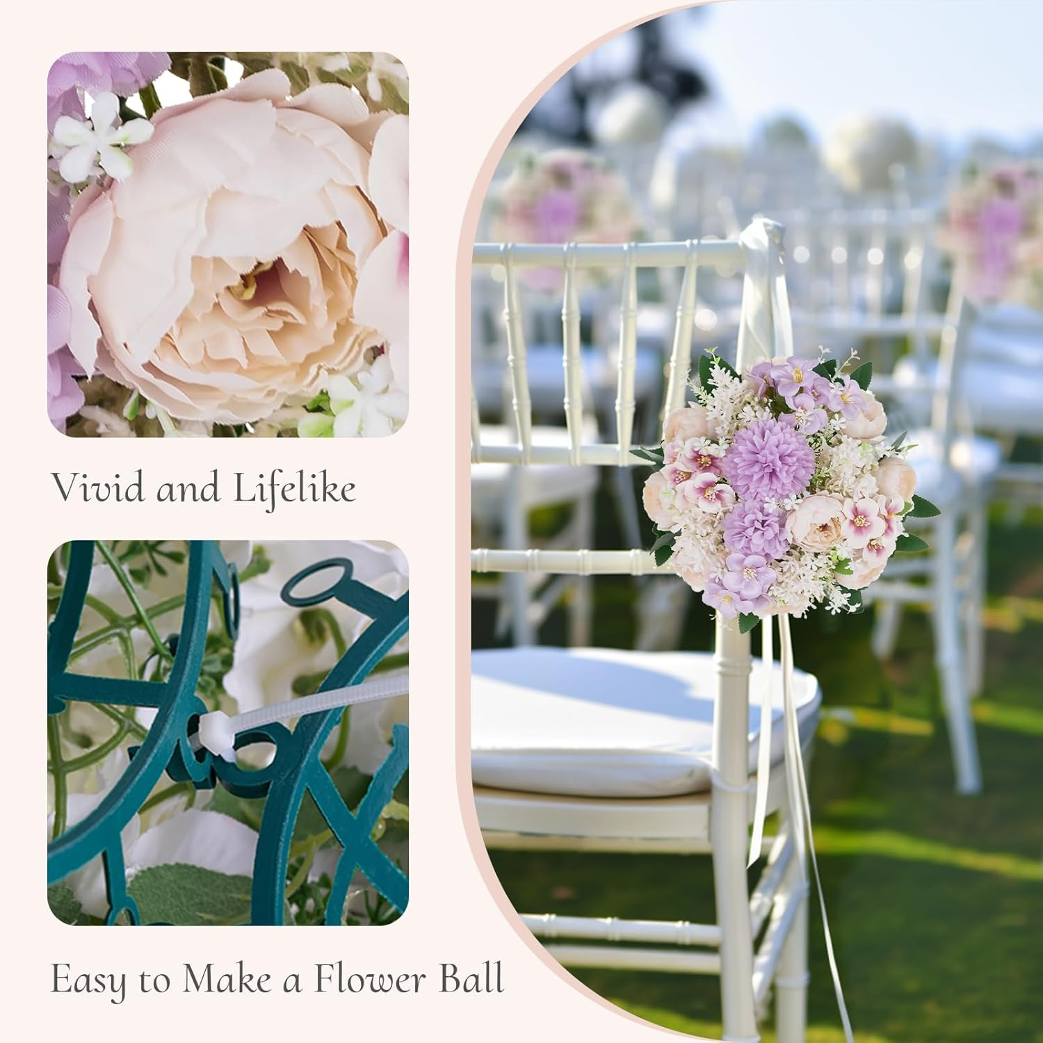 Purple Flower Ball Centerpieces – 10 PCS for Weddings & Home Decor