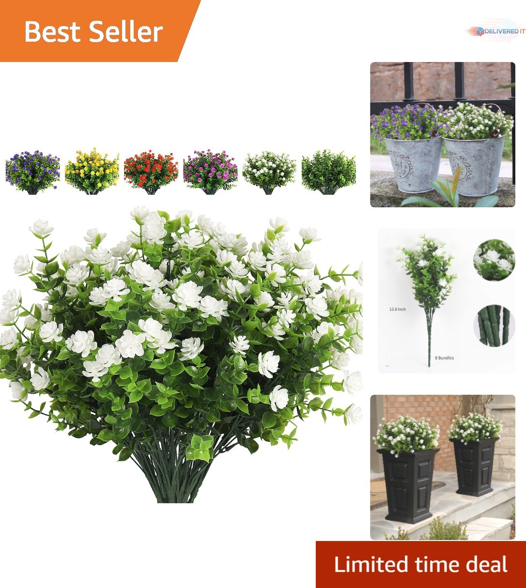 Artificial Flowers Outdoor UV Resistant Plant Set Wedding Home Garden Decor