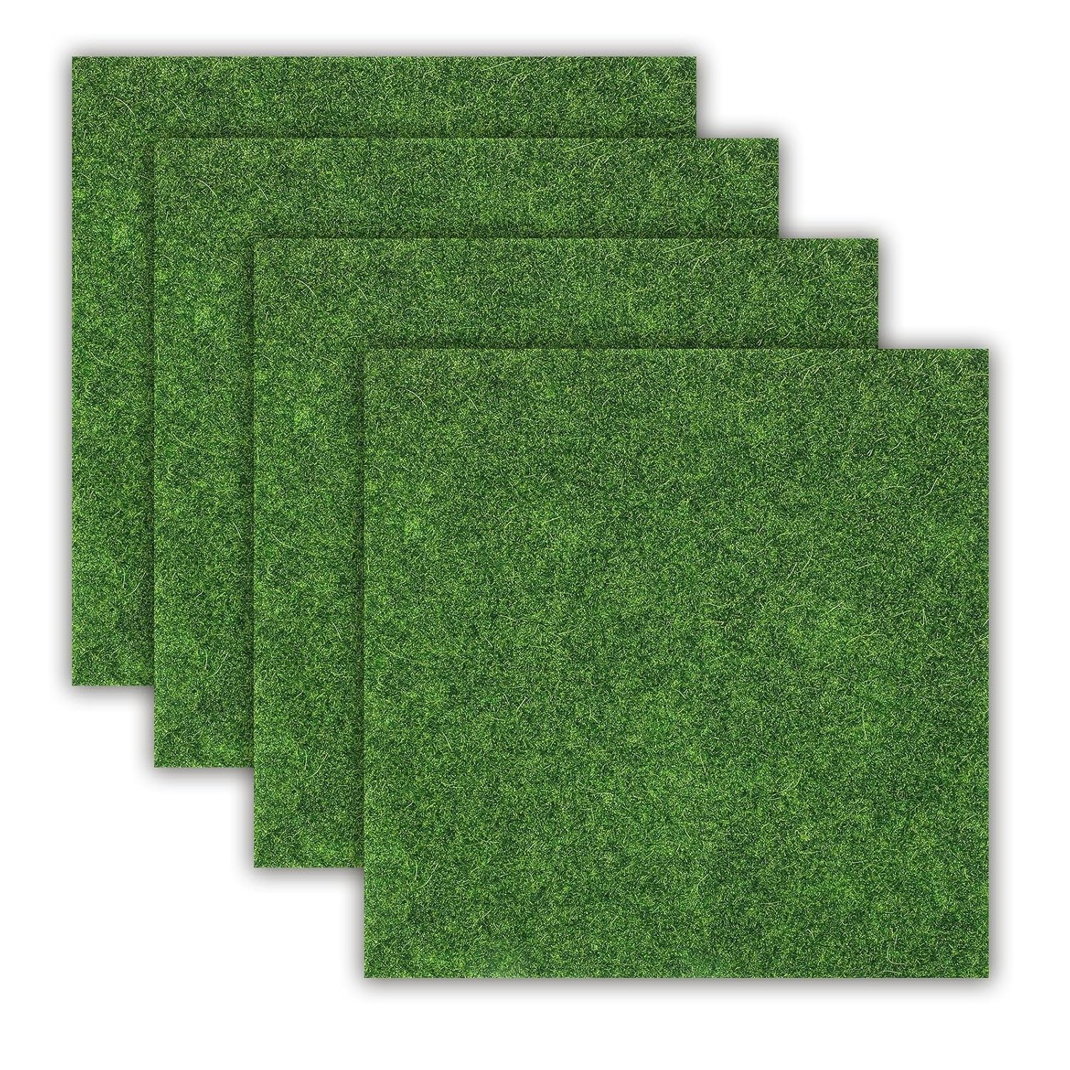 4 PCS Artificial Grass Miniature Fairy Garden Grass 6 x 6 Inches Fake Grass for