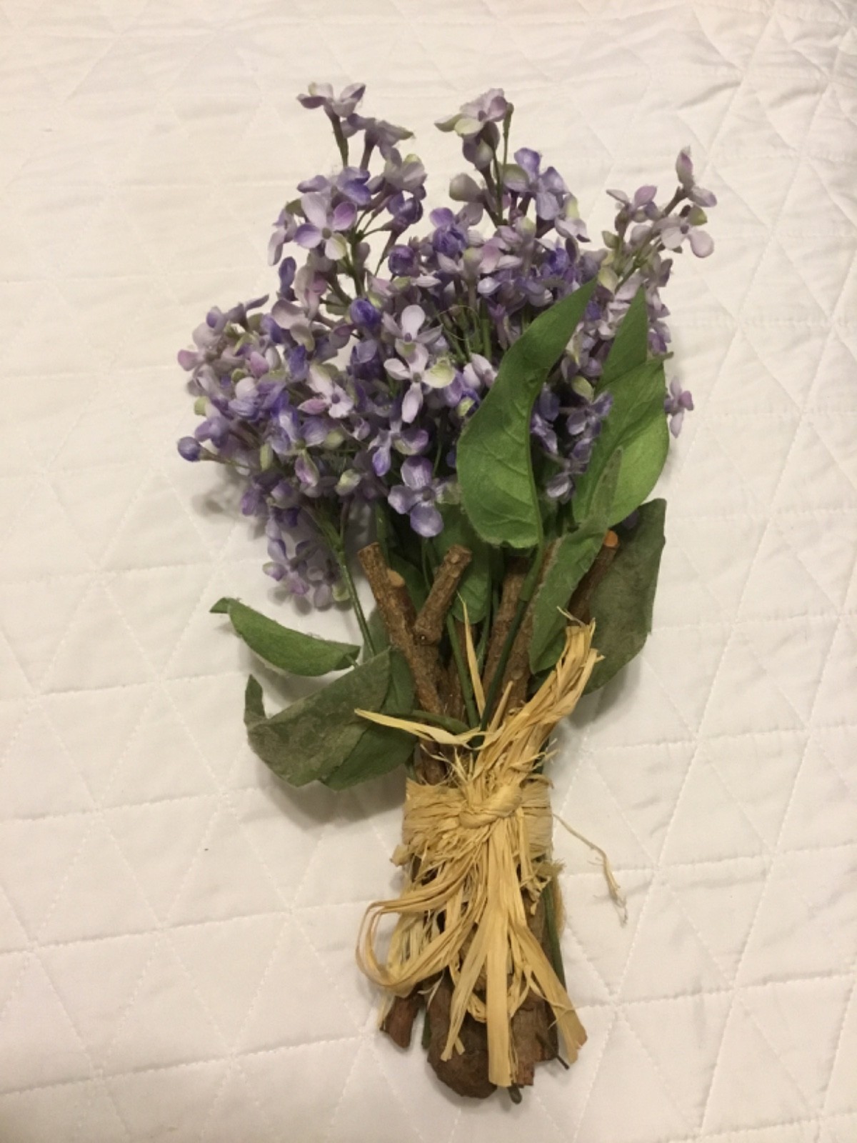 Vintage Home Interiors Purple Lilac Floral Wood stems Bouquet/ Lavender