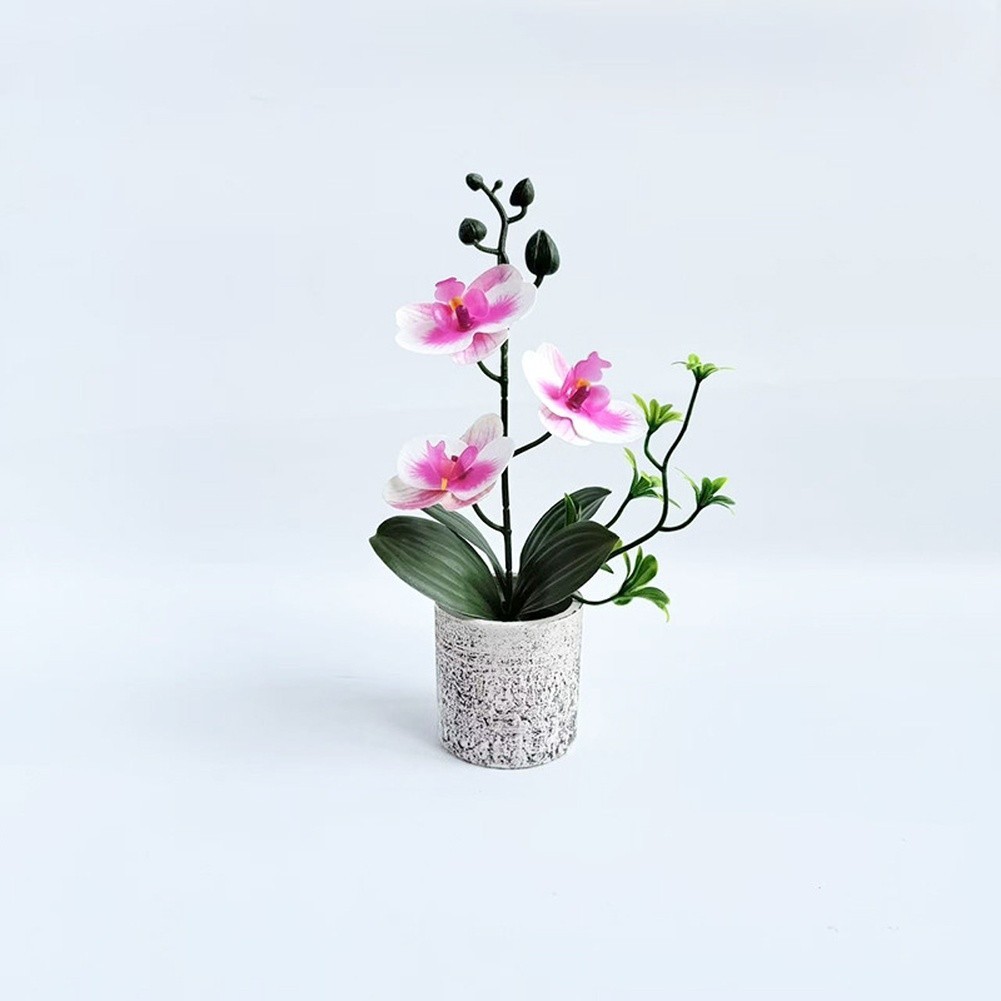 Realistic Artificial Butterfly Orchid Potted Plant 25.5cm for Wedding Decor