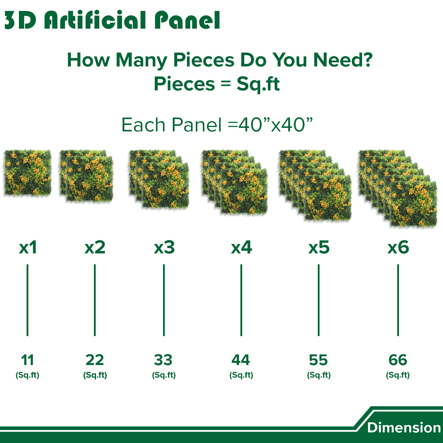 40″ Artificial Grass Mats 3D Mixed Plant Wall Ledge Decor For Home Festival #7