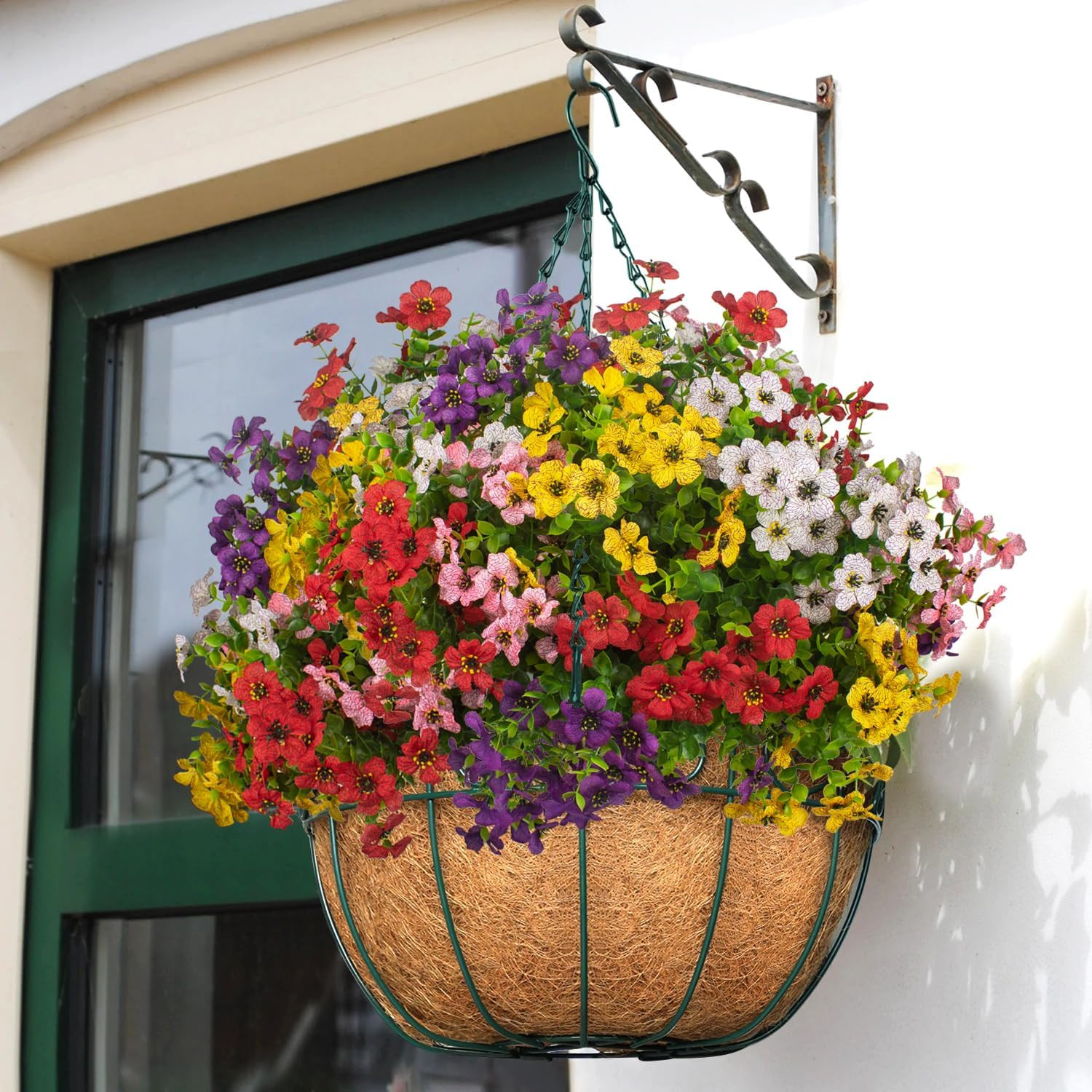 Grunyia 20 Bundles Artificial Flowers for Outdoors, UV Resistant Fake Plants Flo
