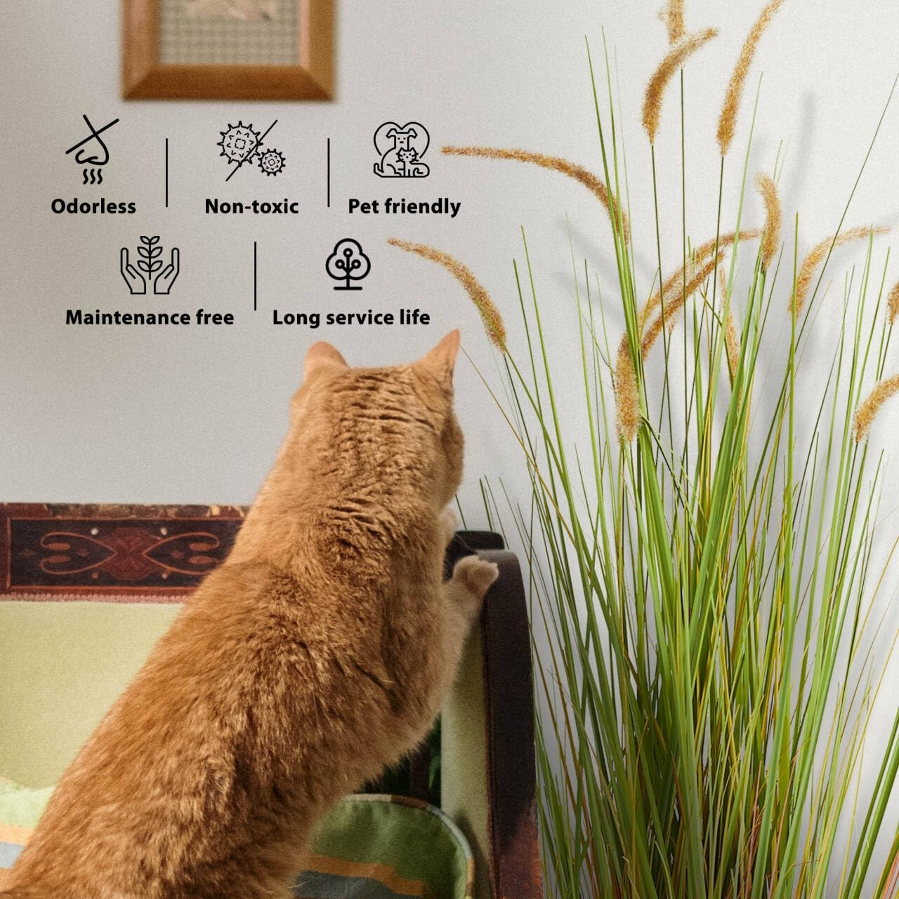 Artificial 5ft 2-Pack Horsetail Reed Grass, 59in Tall Artificial Indoor Outdo…