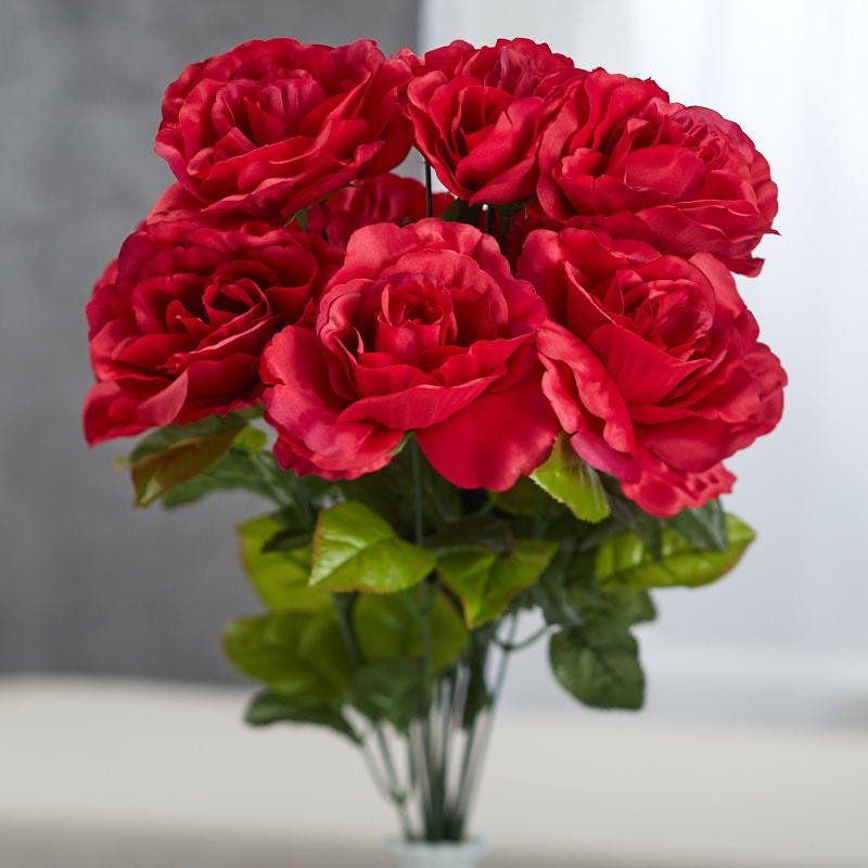 Factory Direct Craft Beauty Pink Artificial Rose Bush