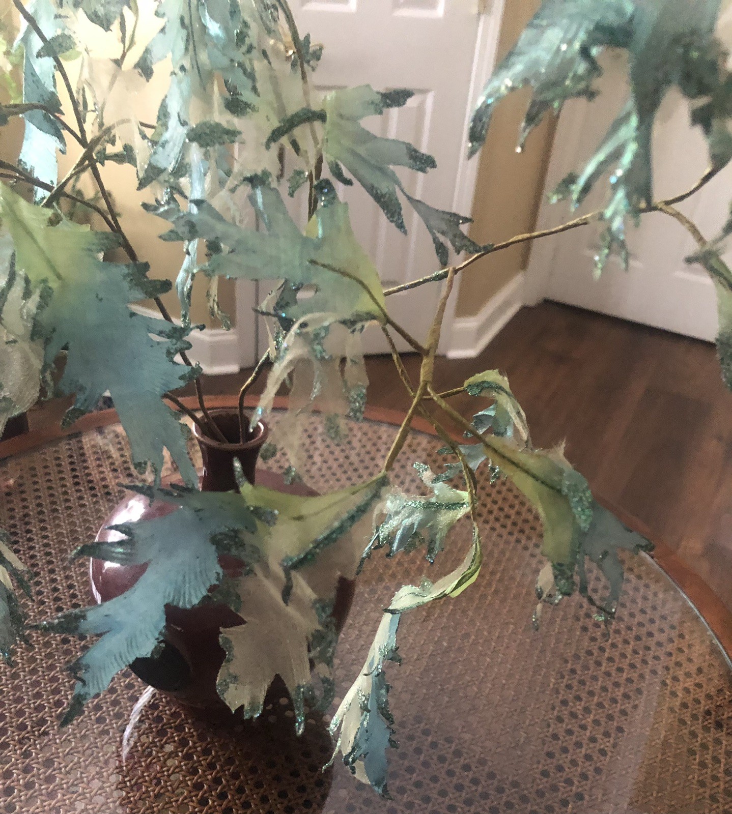 Set of 3 UNIQUE LIME AQUA IRIDESCENT SEAWEED WIRED SPRAY STEM VASE DECORATION