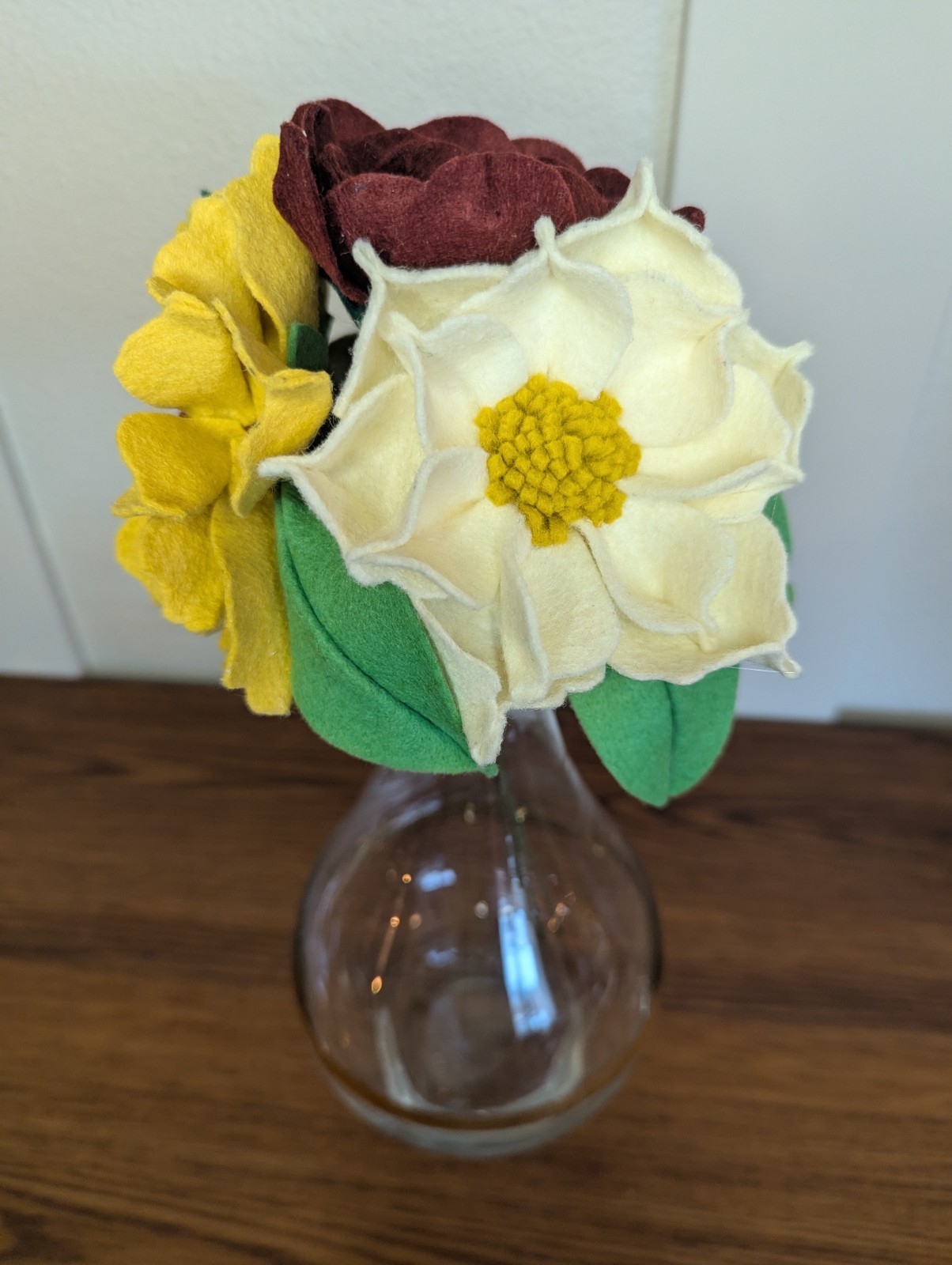 Beautiful Hand Cut Wool Blend Felt Flower Bouquet Gift Wrapped/Great Gift Idea!