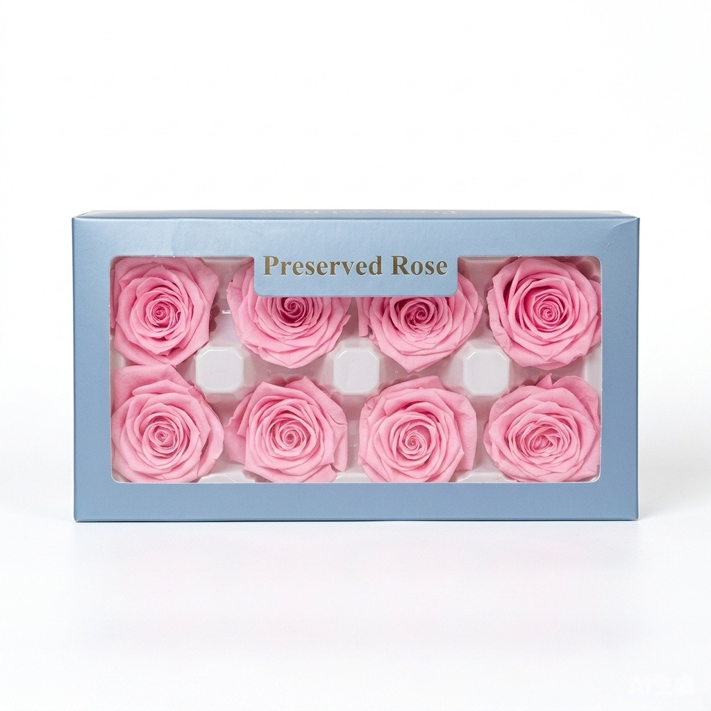8 Preserved Rose Eternal Roses Heads Bulk Pink for her Gift Wedding Valentine