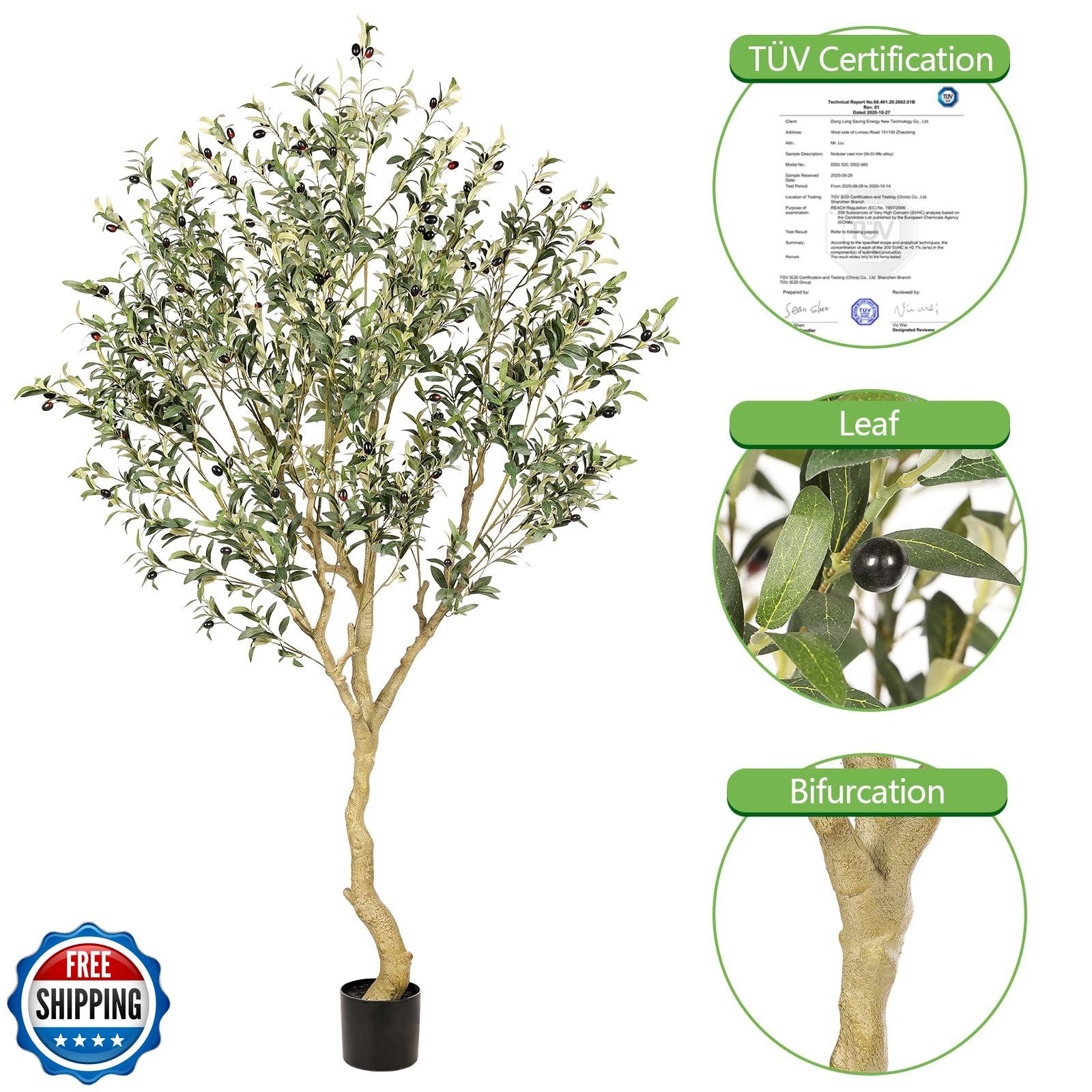 Realead 7FT Olive Trees Artificial Indoor – Tall Faux Olive Tree 7 Feet with