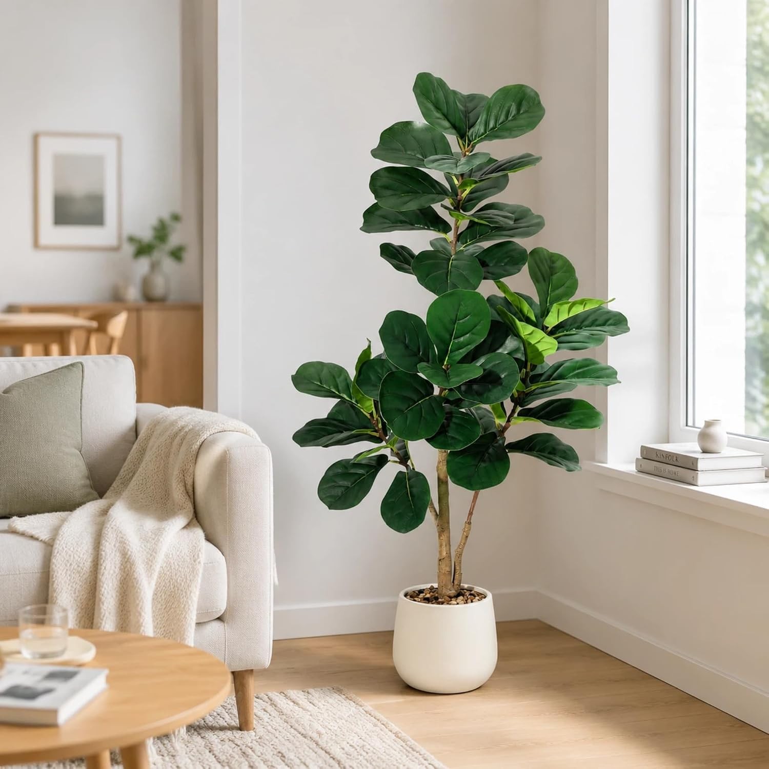 120cm-210cm Large Artificial Broadleaf Fake Plants Green Plastic Balcony Plants