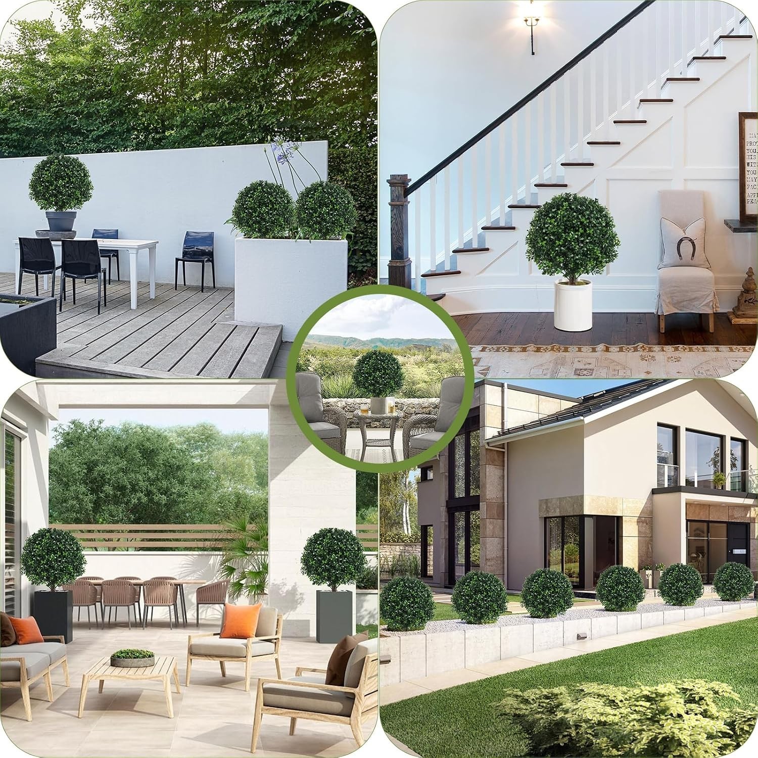 2 Pack UV Resistant Artificial Boxwood Plants Outdoor Topiary | Ultra Realist…