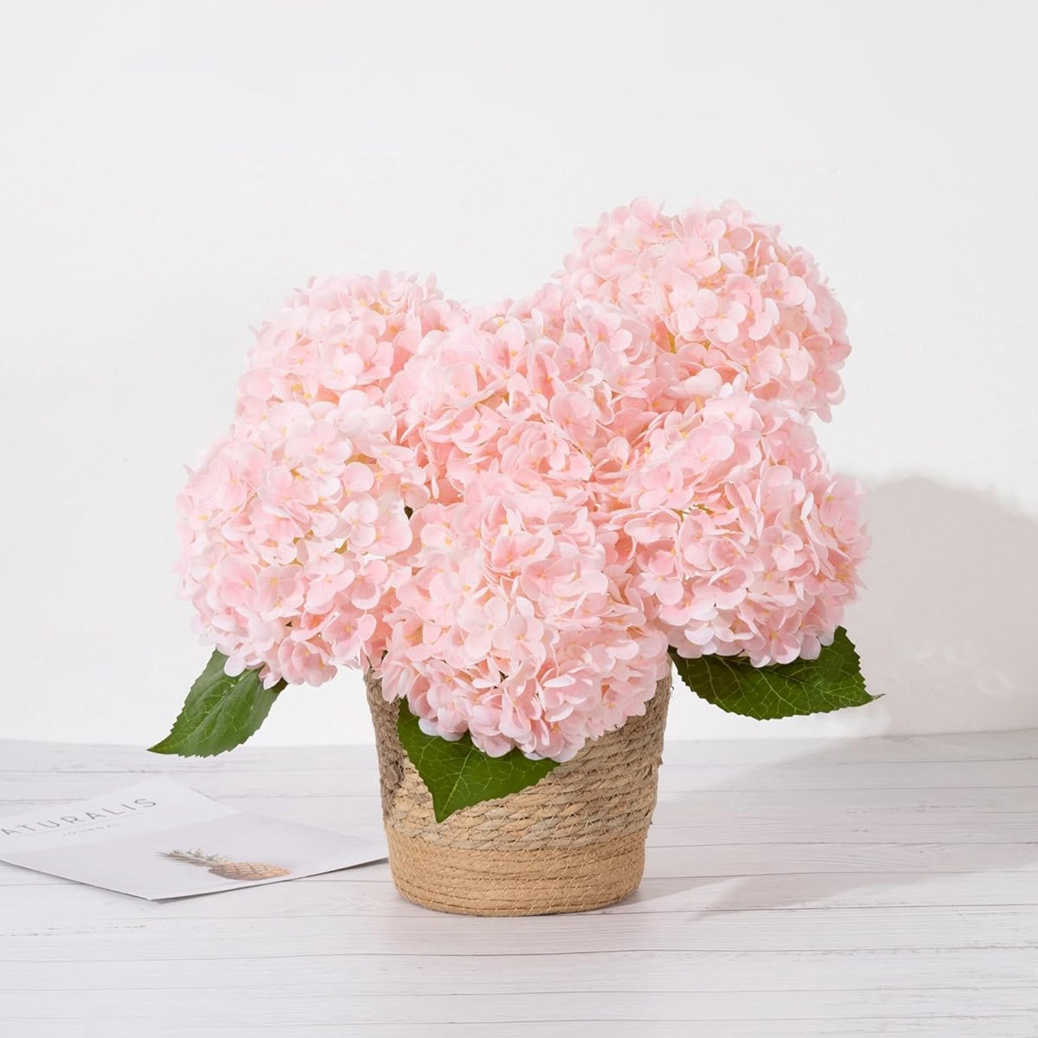 3-Pack Real Artificial Hydrangea Flowers 20″ Faux Hydrangeas with Long3594