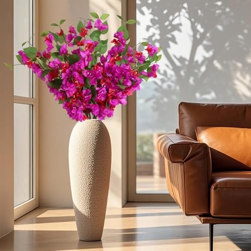 12PCS Bougainvillea Artificial Flowers 31.50″ Long Stem Faux Silk Fuchsia Mixed