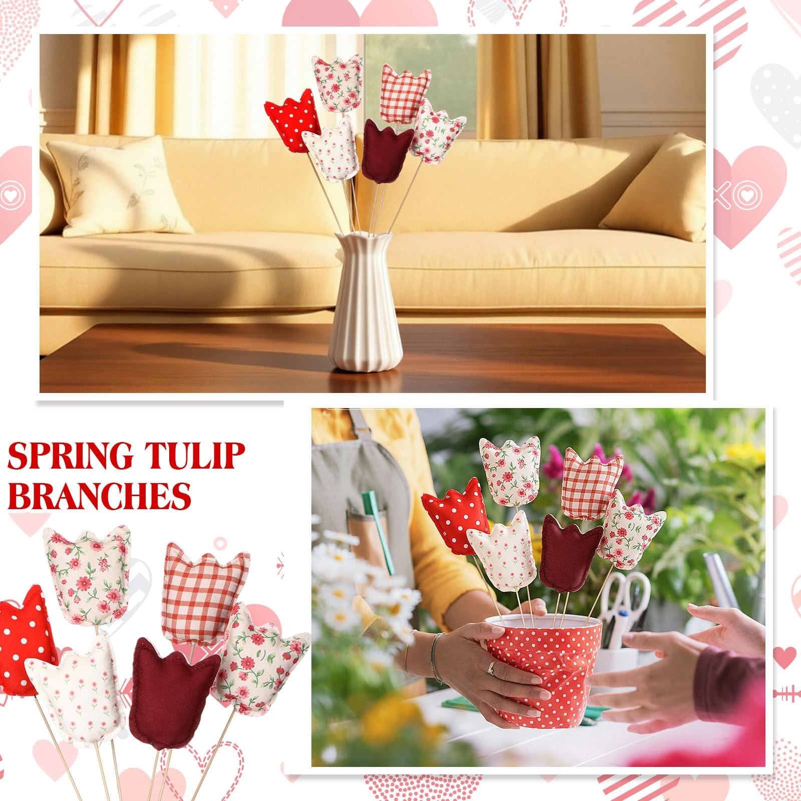 12 Pcs Fake Tulips Picks Spring Decoration Artificial Flowers Picks 13 Inch 3…