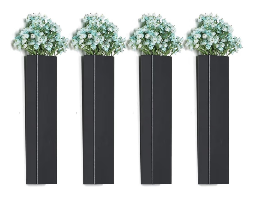 Wall Decor Babys Breath Metal Planter Vase – Blue/Black 4 Pack