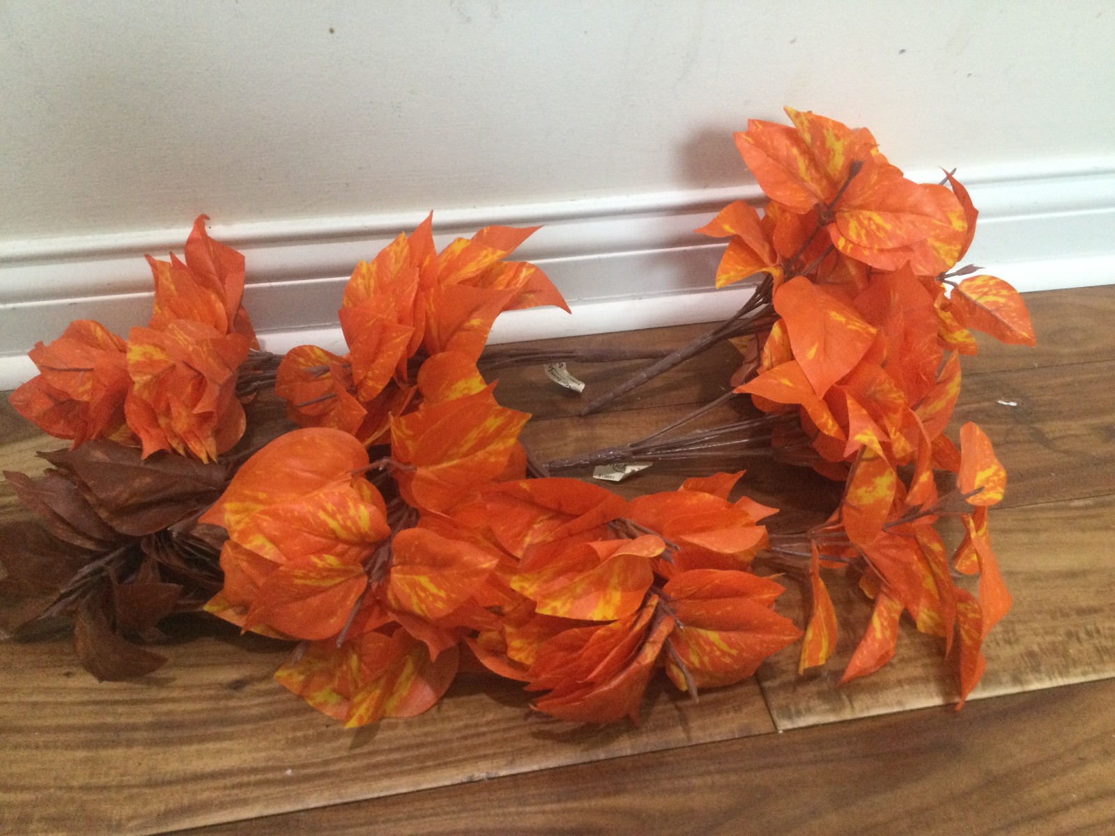 Vintage Artificial fall leaves orange brown 8 bushes Michaels READ
