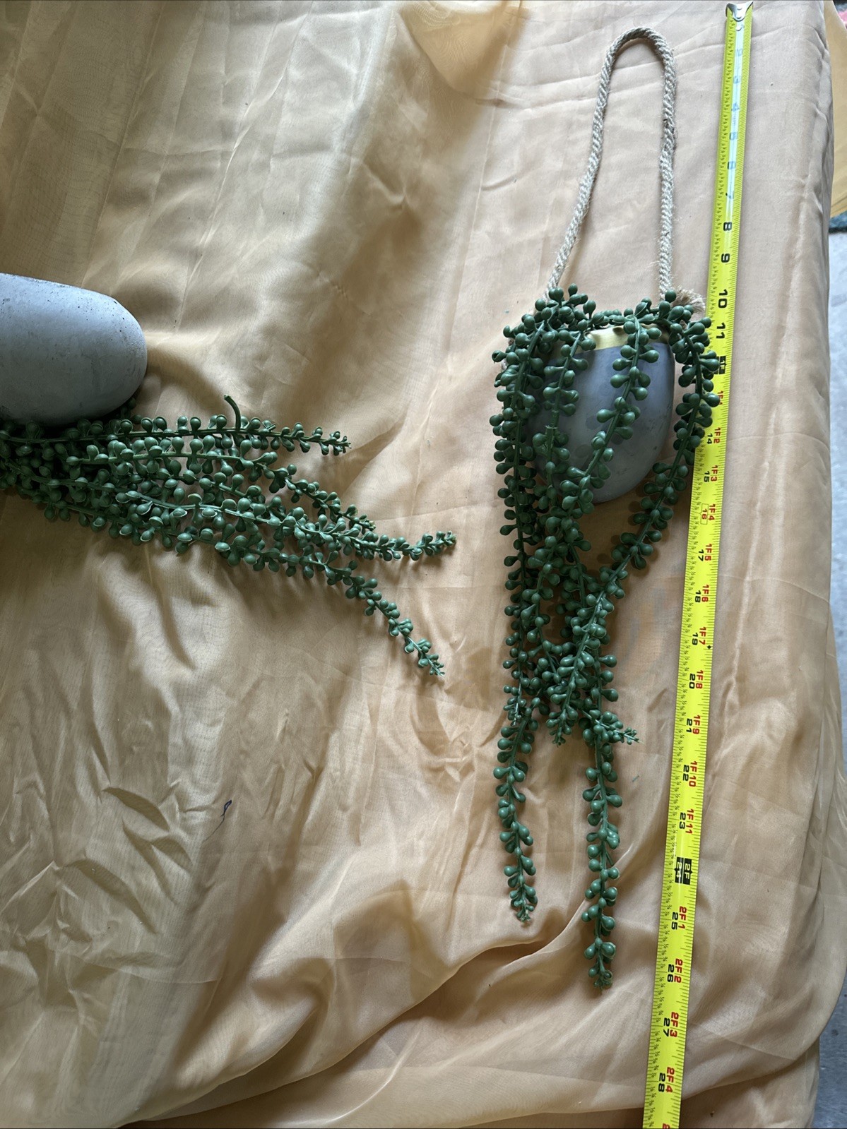 String Of Pearls Plant Set Artificial Hanging Decor Grey And Gold Pot Set 2