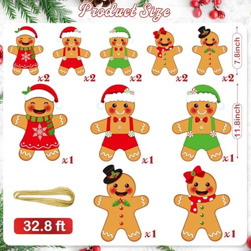 15 Pcs Large Gingerbread Outdoor Christmas Yard Ornaments Include 5 Pcs 11.8