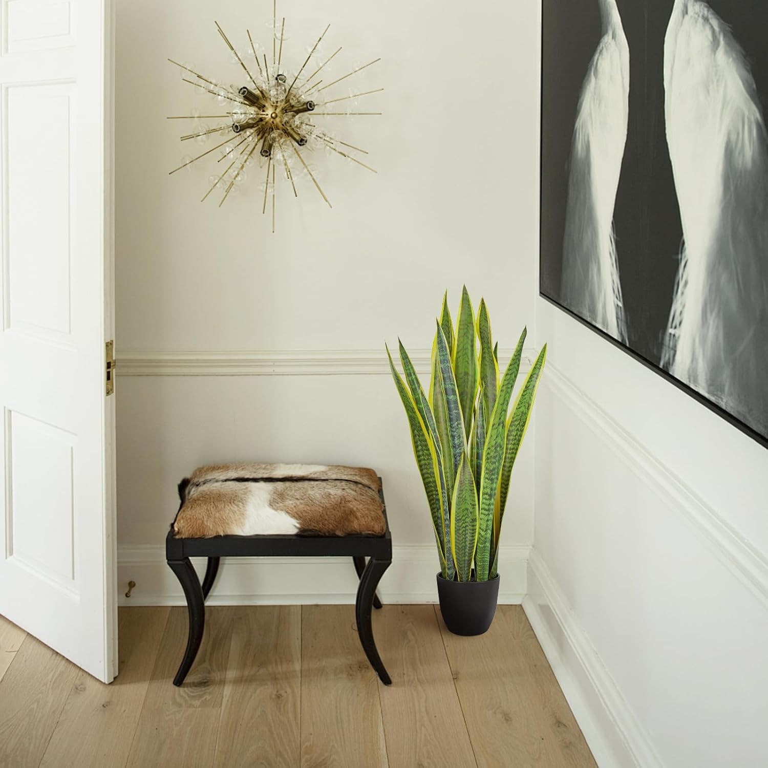 Artificial Snake Plant Potted, 28 Inch Faux Sansevieria Trifasciata Plants Large