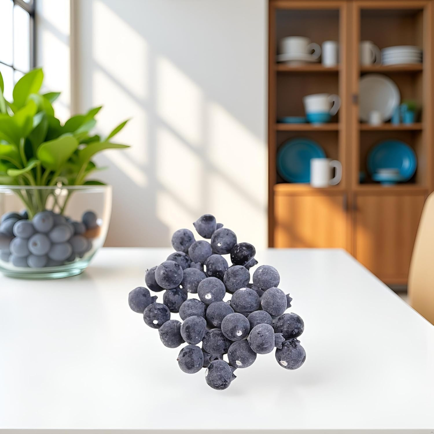 20 Pcs Artificial Blueberries Plastic Fake Blue Berry Plants Realistic Artificia
