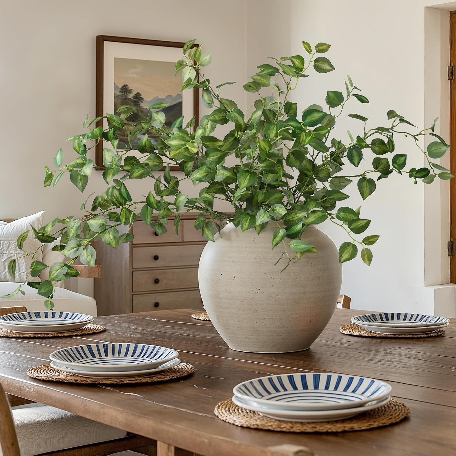 5pc Artificial Eucalyptus Leaves Stem 32.7″ Faux Greenery Branches Farmhouse DIY
