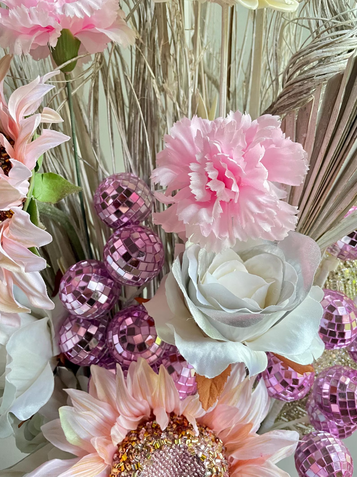 Pink Sunflower Centerpiece Chic Disco Living Dining Room Decor Bedroom Accent