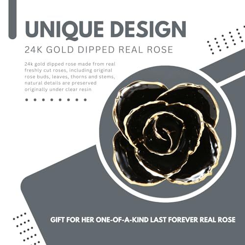 24K Gold Rose Birthday Mother’s Day Valentine’s Day for Mom Daughter Black