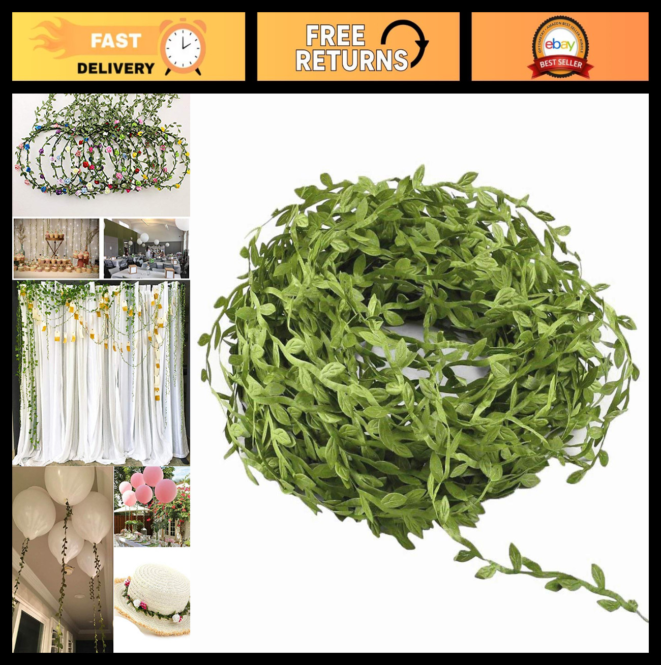 65 Ft Artificial Eucalyptus Vines Garland – Fake Hanging Plants for Wedding & Pa
