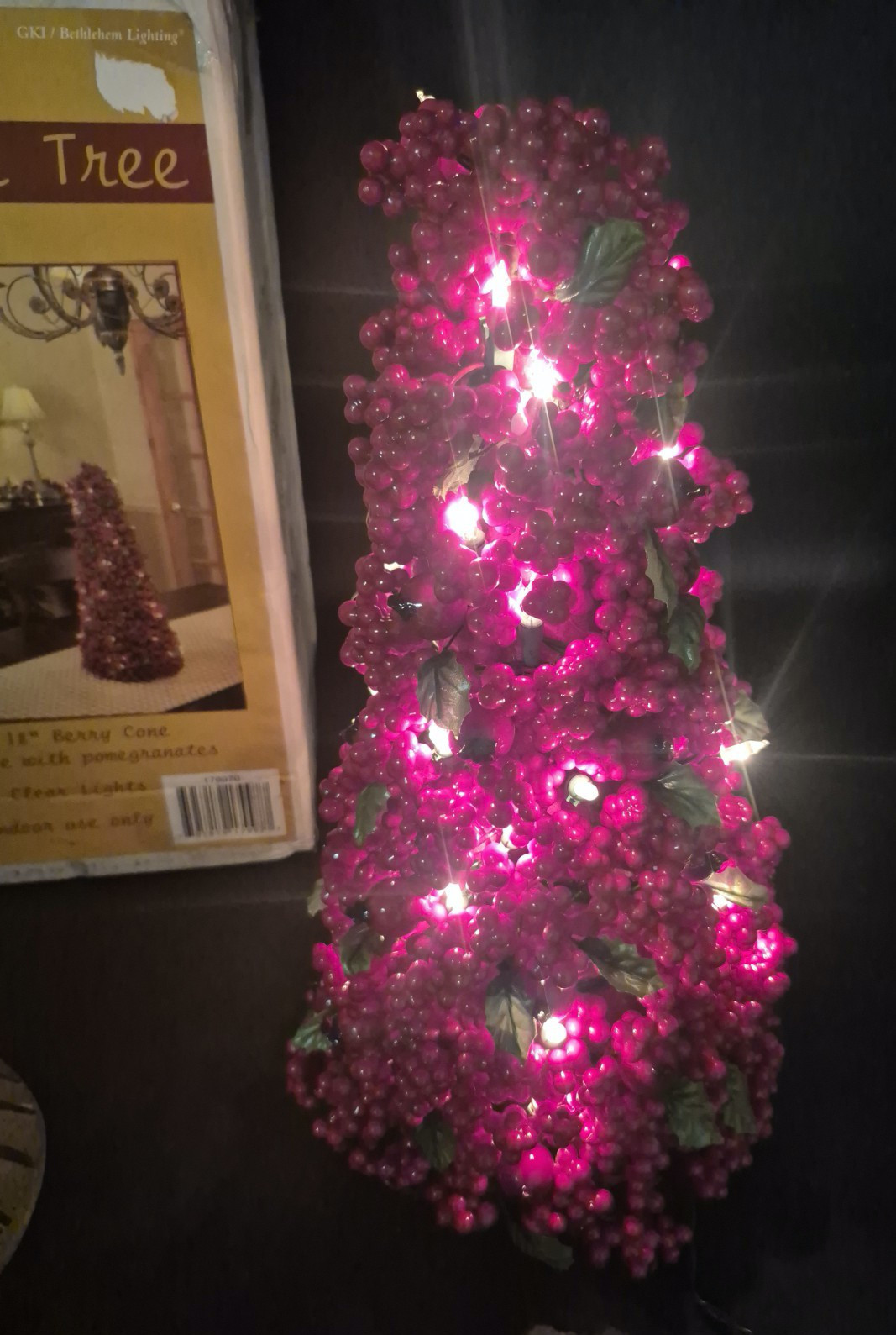 BETHLEHEM LIGHTS 18″ LED LIGHTED BERRY CONE TREE WITH PAMEGRANATES