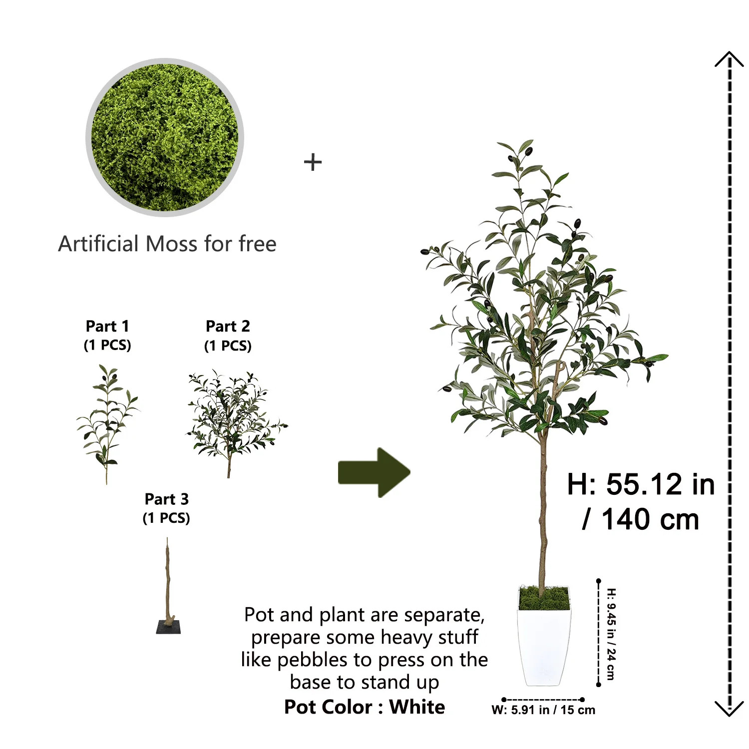 120-180cm Artificial Olive Tree Branch Without Pot Modern Minimalist Fake Plant