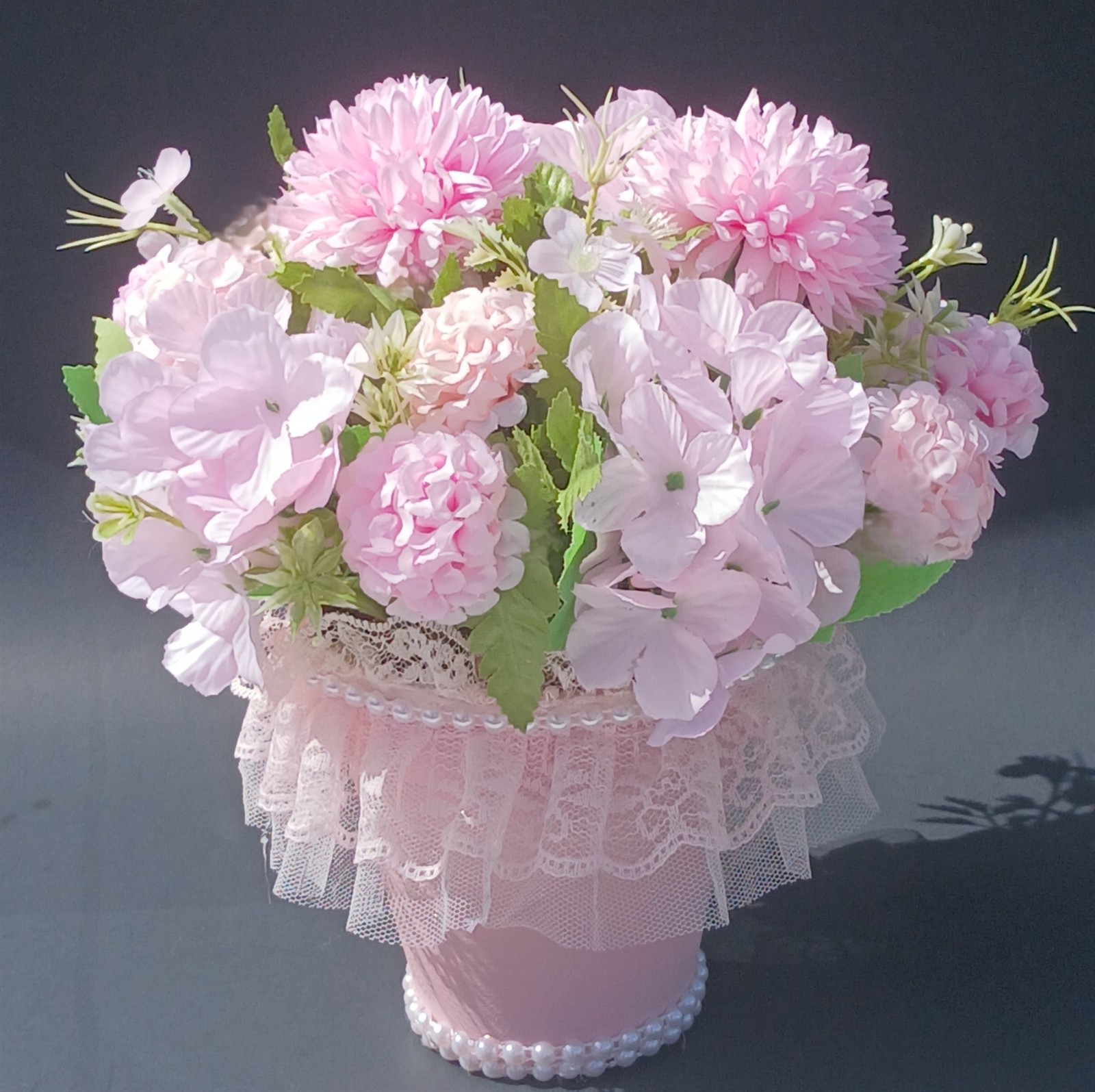 Floral Flowers Artificial Flower Arrangement Pink Cottagecore Shabby Chic