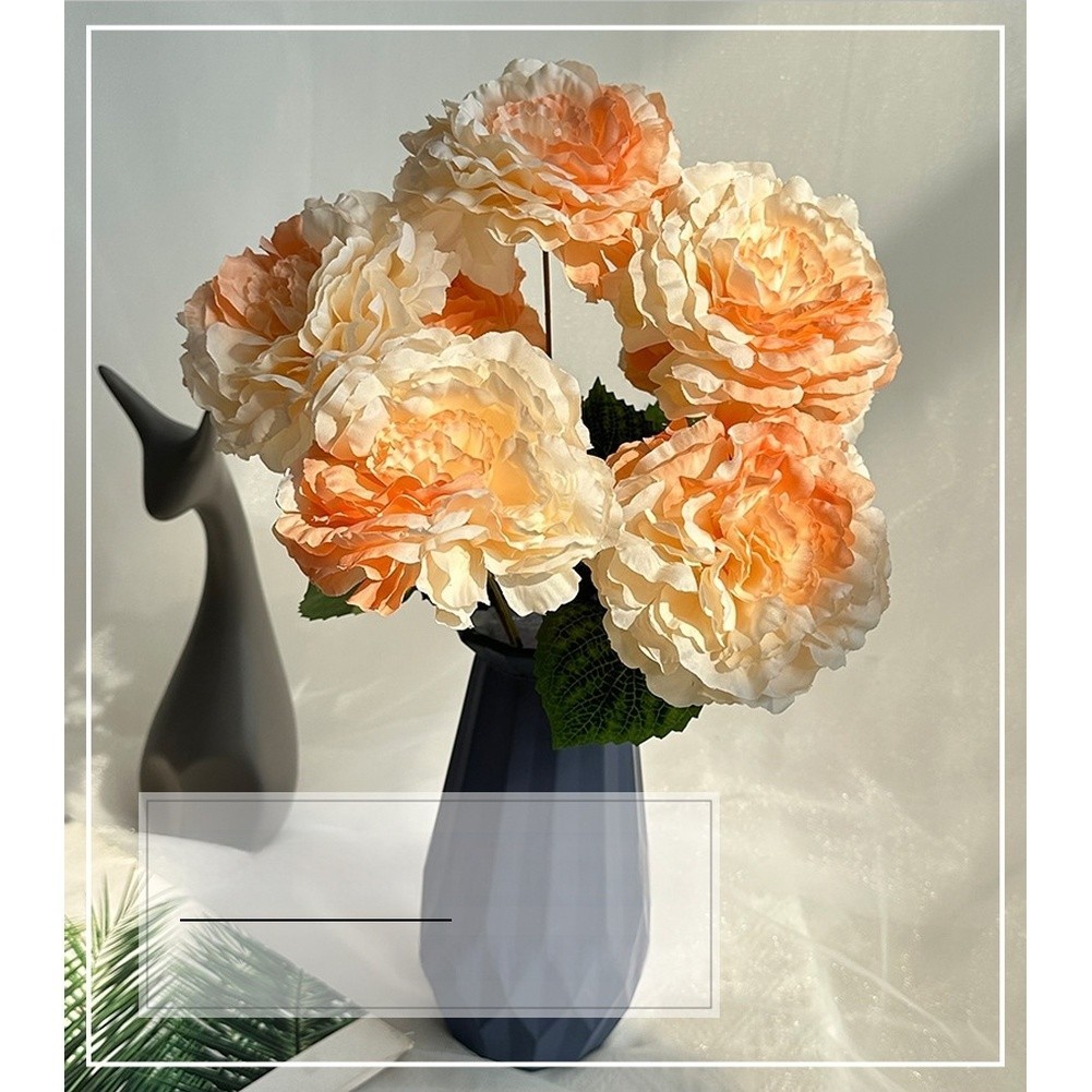 7 Artificial Peony Flowers White Black Red Blue Green Light Purple Deep Pink