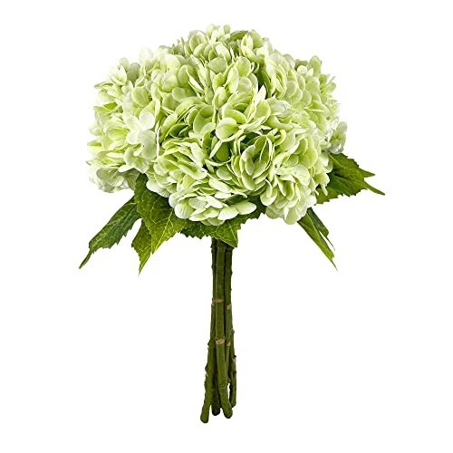 21In Light Green Artificial Hydrangea Flowers – 5 Pcs Real Touch Latex for DIY D