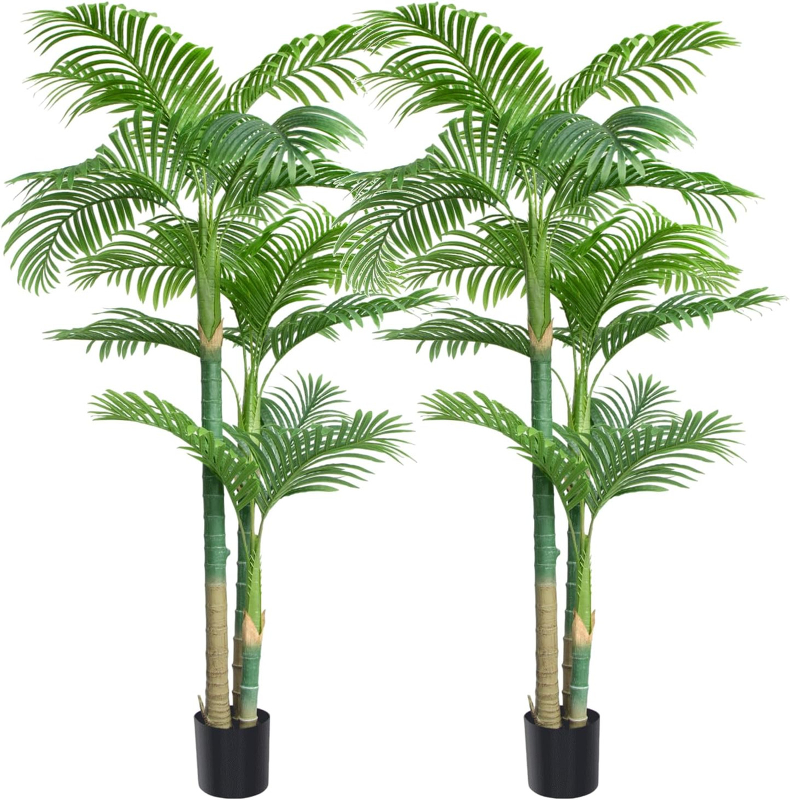 6ft Artificial Palm Tree with UV Resistant Silk Leaves, Indoor Outdoor