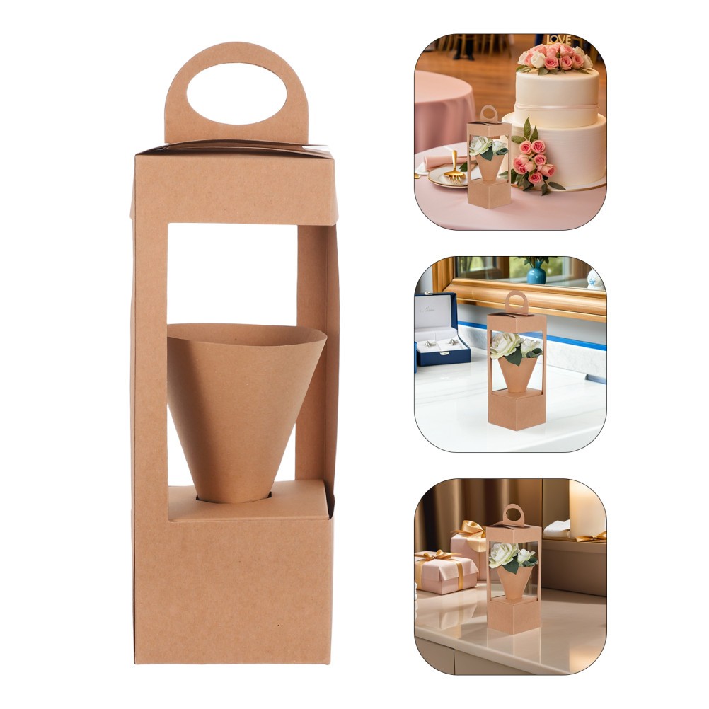 10 Pcs Flower Basket with Handle Floral Arrangement Container Paper for Flowers
