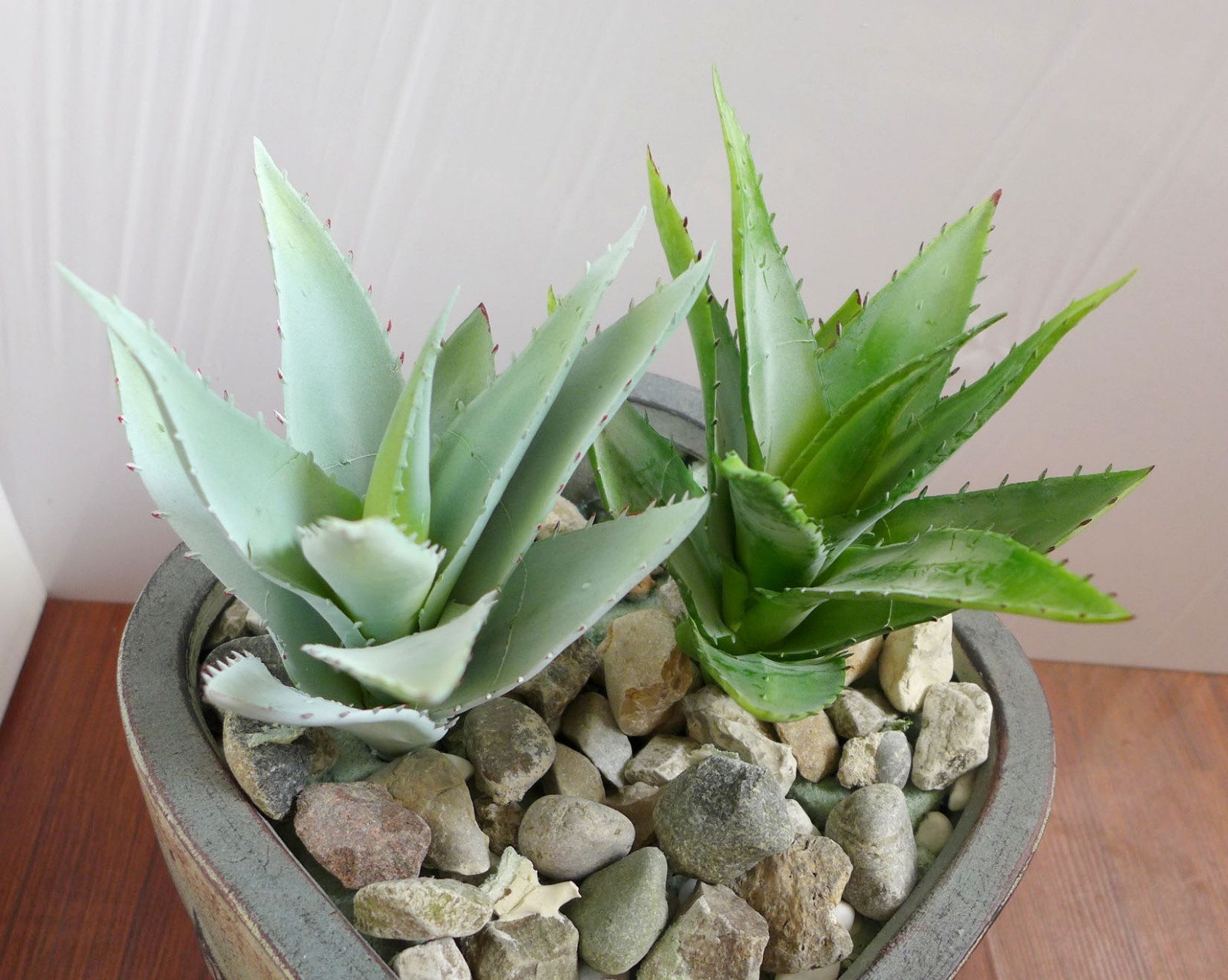 Artificial Plastic Succulents Plants (Gray + Green) Big Thorn Aloe