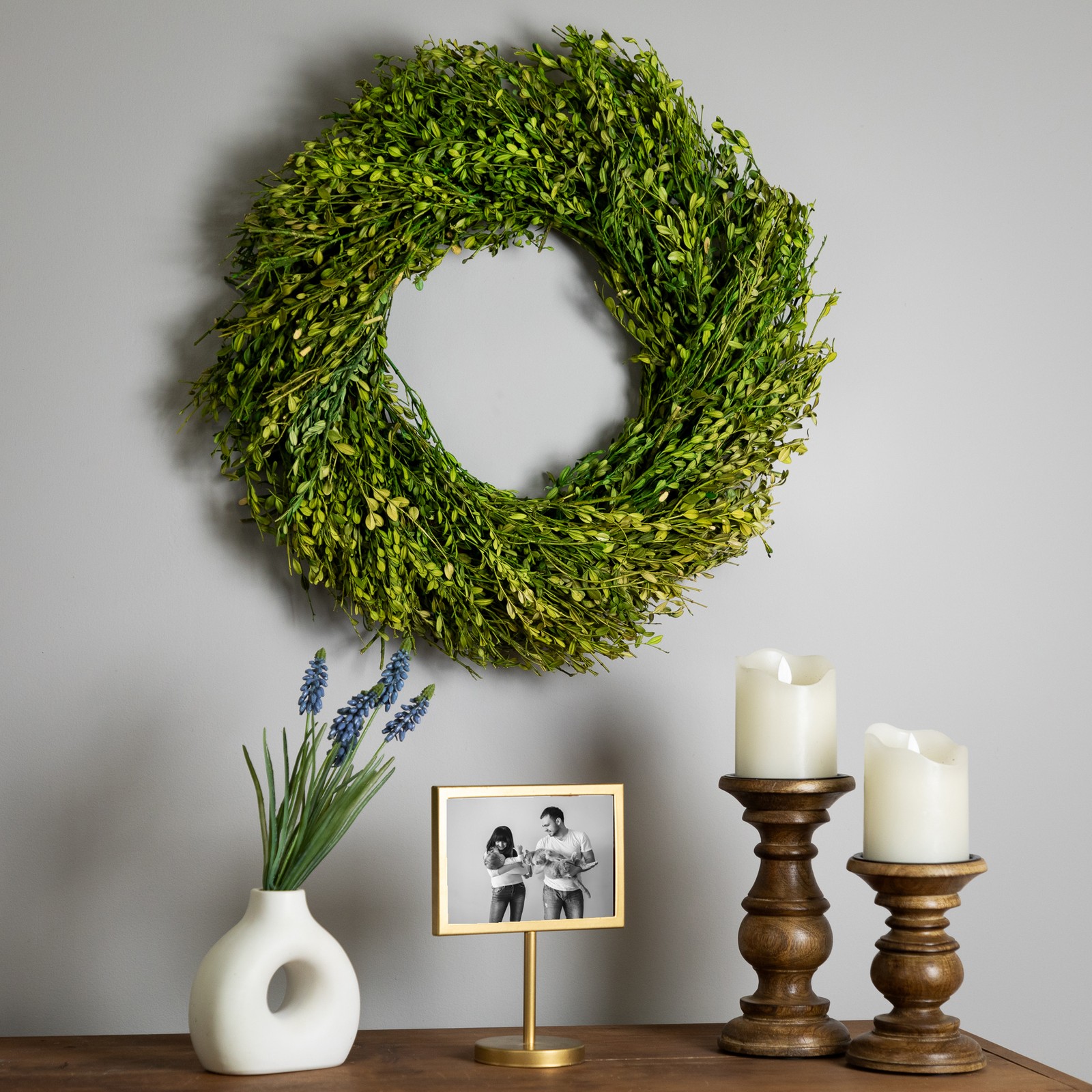 Green Foliage Artificial Spring Wreath – 20′ – Unlit