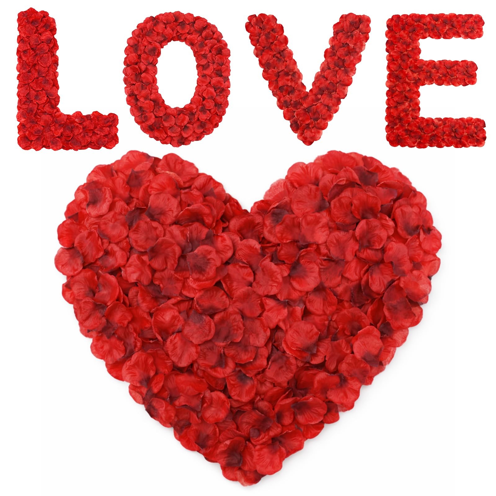 3000Pcs Dark-Red Rose Petals – Artificial Faux Flowers Fake Rose Petals for W…