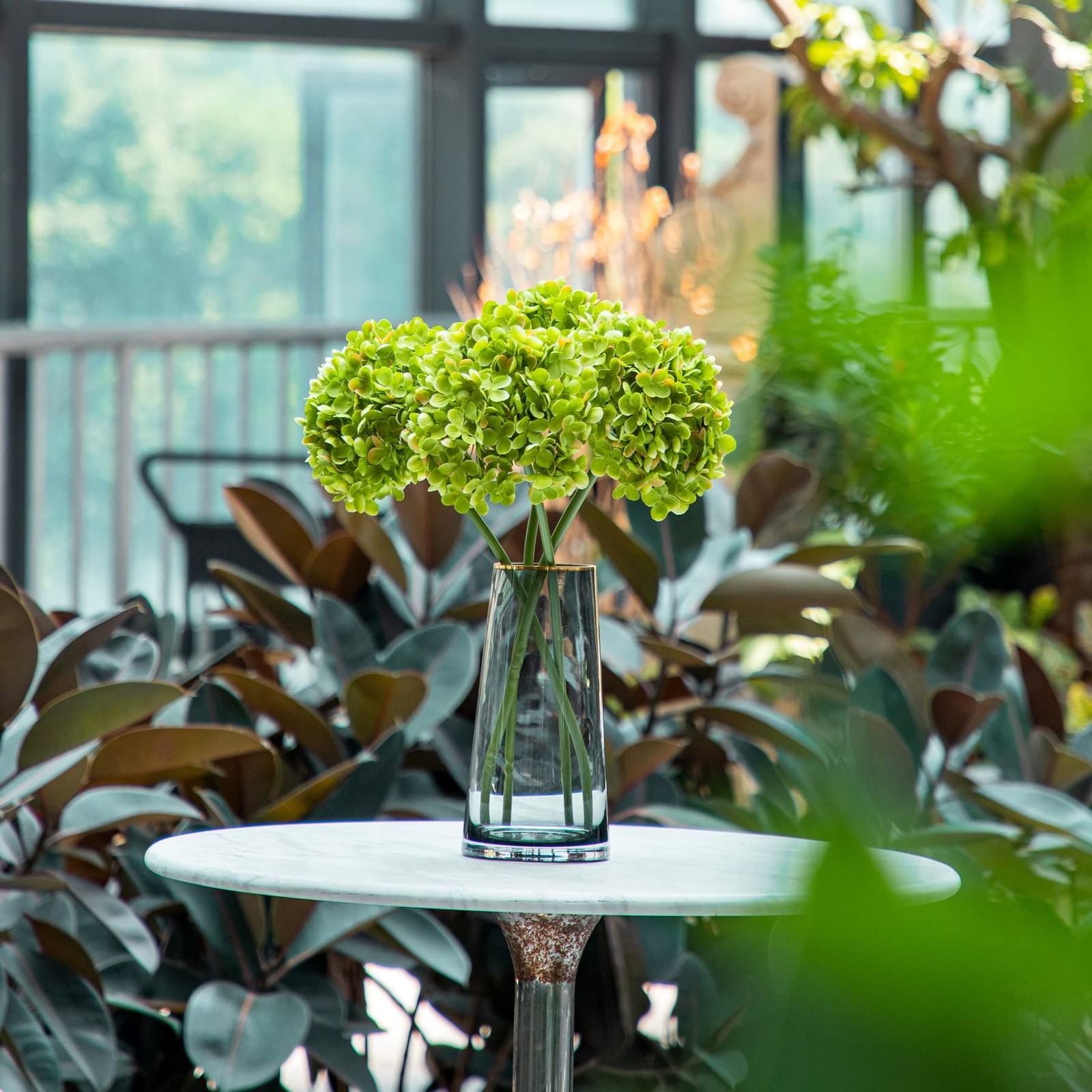 Hortensias artificiales de tacto real de 50 cm con tallo largo Arreglos florales