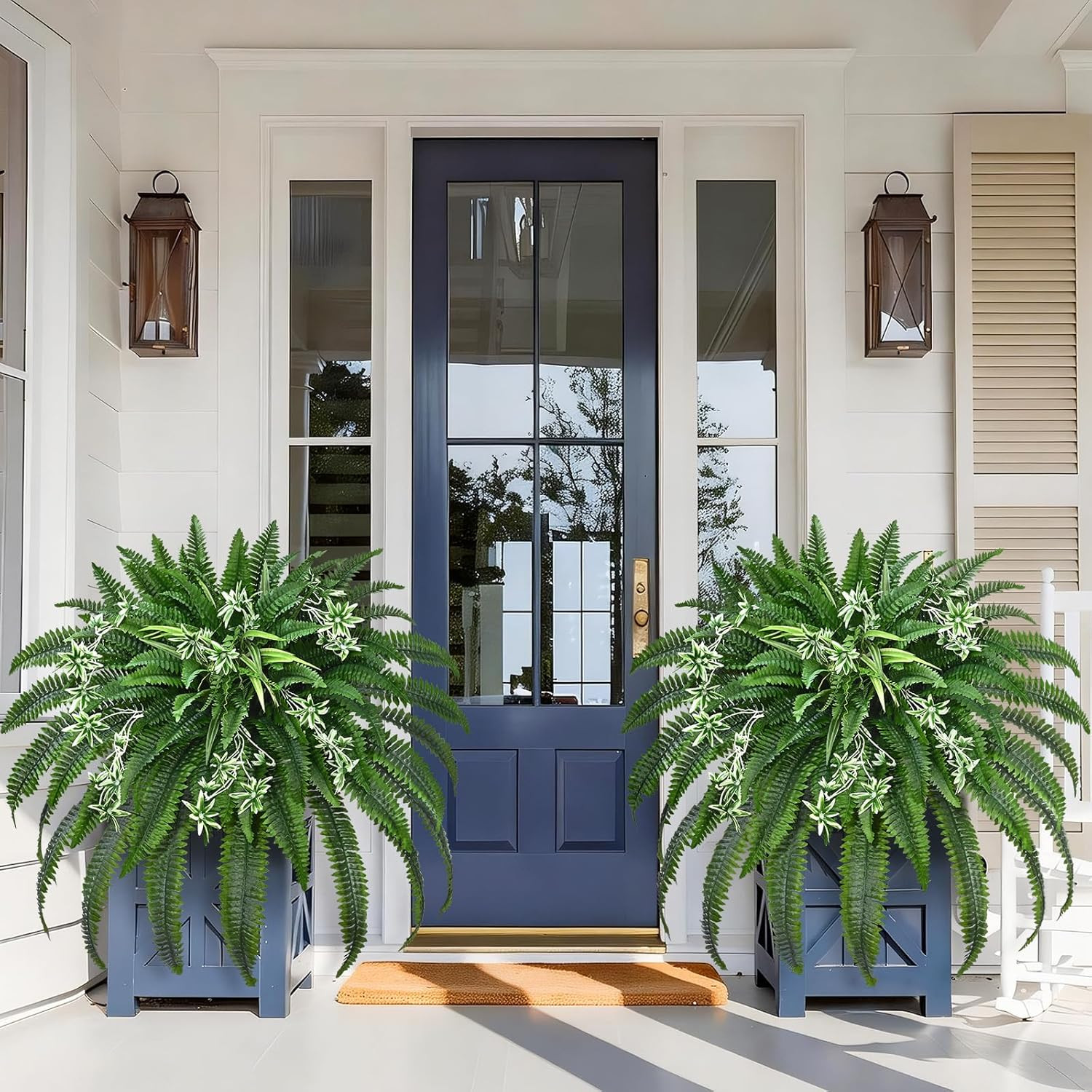 2Pcs 67″ Fake Ferns Large Artificial Ferns Plants for Outdoor | Large & Full, Fa