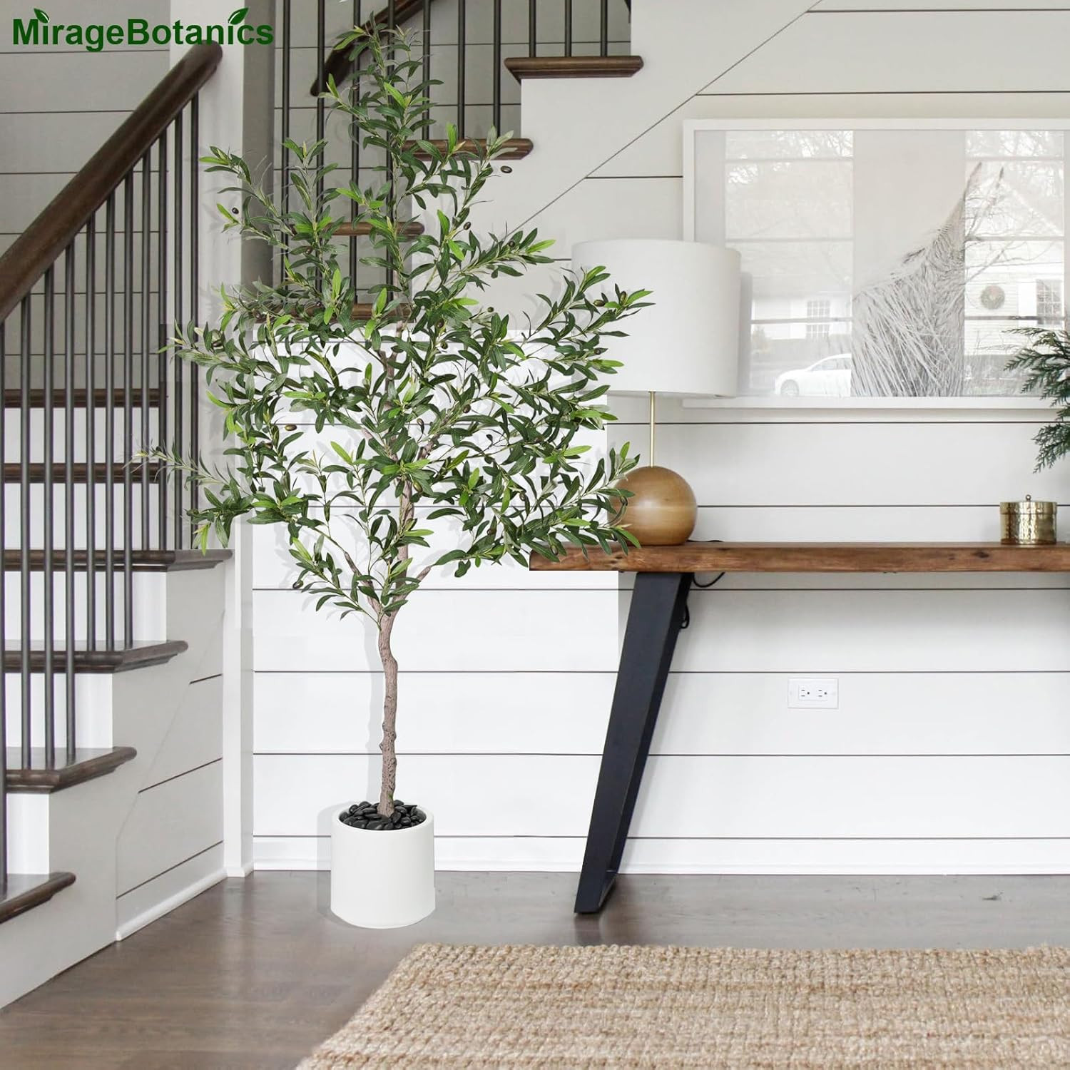 Artificial Olive Trees Indoor,Faux Olive Tree with White Planter Pot,Artificial
