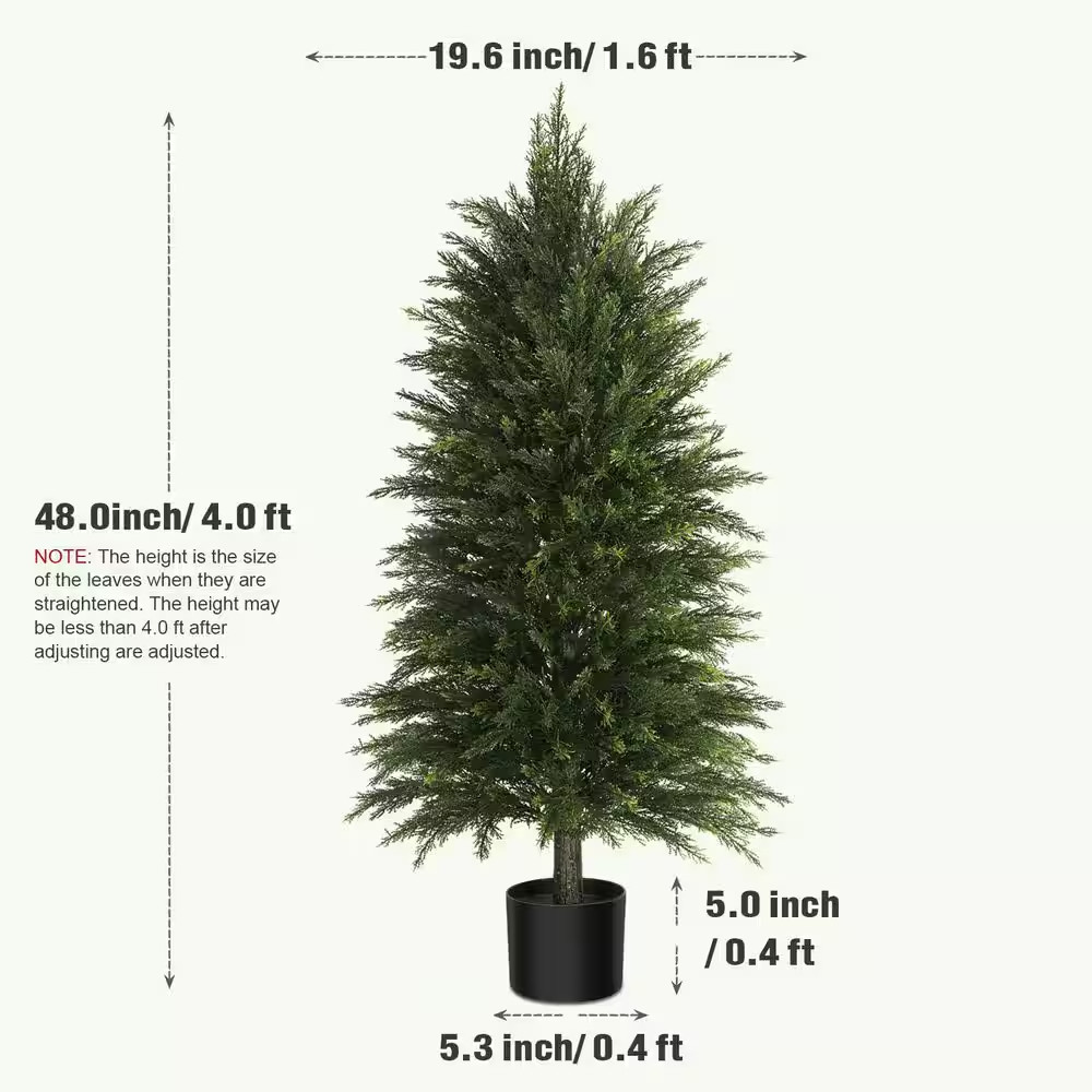 4 Ft. Artificial Cedar Topiary Trees, Faux Cypress Tree, Fake Cypress Tree in Po