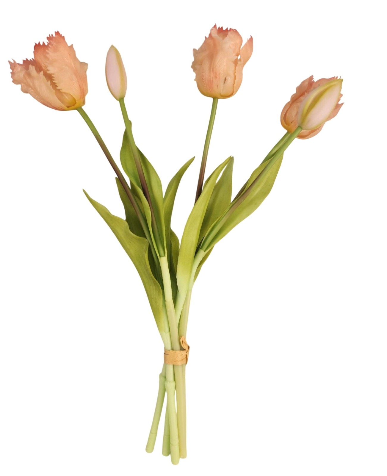 Peach Coral Artificial Tulips 15 Inch Set of 5 Faux Spring Flowers Easter Weddin