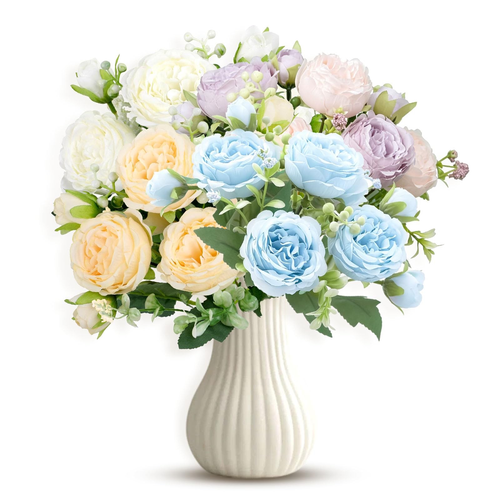 Fake Flowers,20pcs Artificial Flowers of Realistic Peony Bouquet for Spring, …